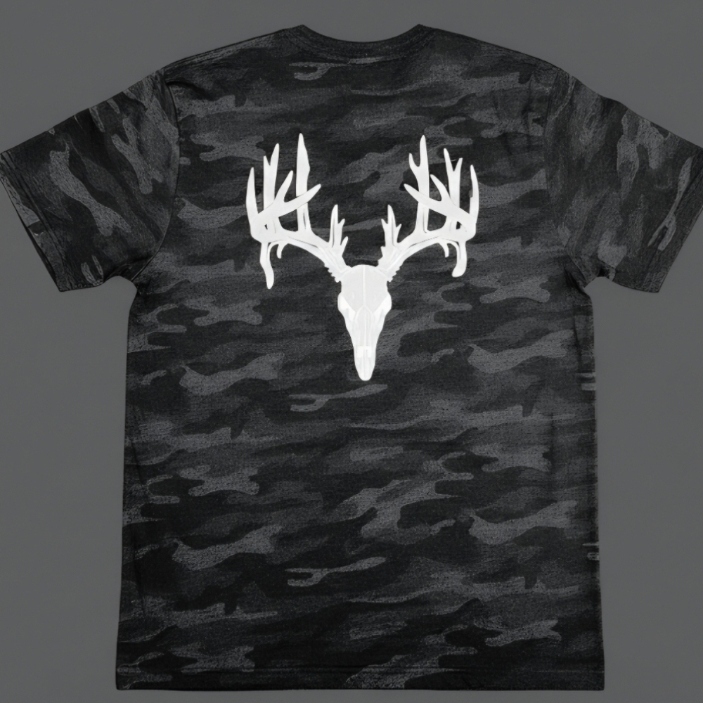 Men’s Camo Deer Skull Shirt • Antler Graphic Tee • Hunting Outdoorsman Shirt •
